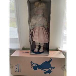 Vintage Marian Yu Designer Porcelain Doll School Girl With Pink Dress